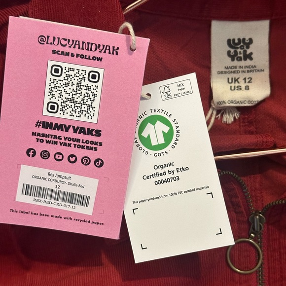 Lucy & Yak Red Corduroy Rex Jumpsuit - Picture 7 of 8